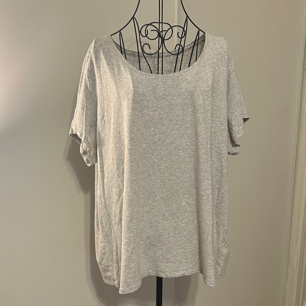 Lands' End Light Gray Women's Short Sleeve Top Size 3X